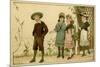 Four Children on Country Walk-HJA Miles-Mounted Premium Giclee Print