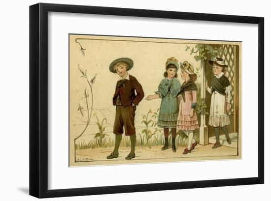 Four Children on Country Walk-HJA Miles-Framed Art Print