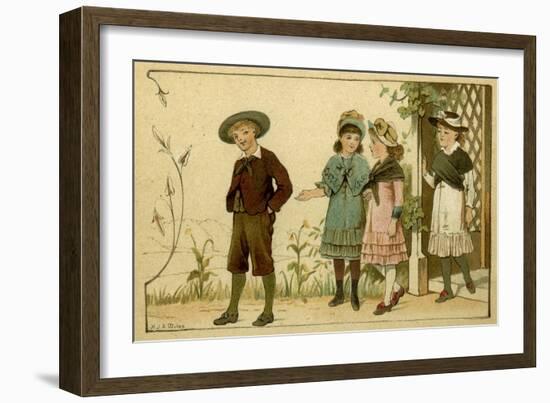 Four Children on Country Walk-HJA Miles-Framed Art Print