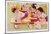 Four Children Racing-null-Mounted Giclee Print