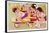 Four Children Racing-null-Framed Stretched Canvas