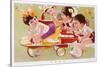 Four Children Racing-null-Stretched Canvas