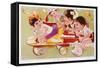 Four Children Racing-null-Framed Stretched Canvas