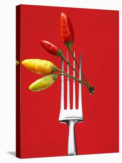 Four Chili Peppers on a Fork-Marc O^ Finley-Stretched Canvas