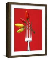 Four Chili Peppers on a Fork-Marc O^ Finley-Framed Photographic Print