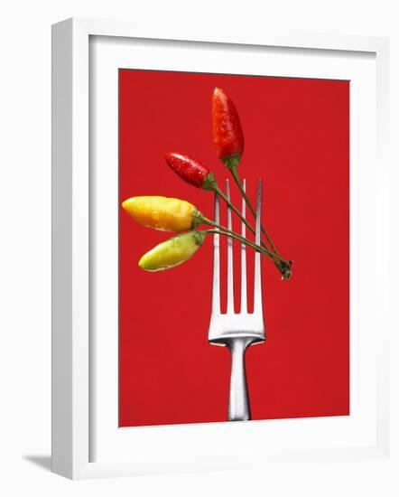 Four Chili Peppers on a Fork-Marc O^ Finley-Framed Photographic Print