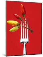 Four Chili Peppers on a Fork-Marc O^ Finley-Mounted Photographic Print