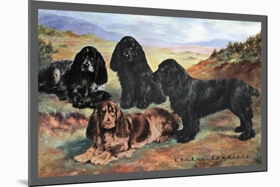 Four Cocker Spaniels-null-Mounted Art Print