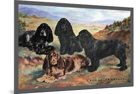 Four Cocker Spaniels-null-Mounted Art Print