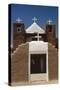 Four Crosses Adobe Church of Taos Pueblo-George Oze-Stretched Canvas