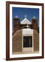 Four Crosses Adobe Church of Taos Pueblo-George Oze-Framed Photographic Print