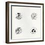 Four Designs for New Coinage, 1893 (Litho)-Aubrey Beardsley-Framed Giclee Print