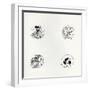 Four Designs for New Coinage, 1893 (Litho)-Aubrey Beardsley-Framed Giclee Print