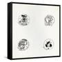 Four Designs for New Coinage, 1893 (Litho)-Aubrey Beardsley-Framed Stretched Canvas