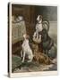 Four Dogs Lust after Their Owners' Food-Fanny Moody-Stretched Canvas