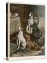 Four Dogs Lust after Their Owners' Food-Fanny Moody-Stretched Canvas