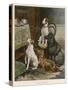 Four Dogs Lust after Their Owners' Food-Fanny Moody-Stretched Canvas