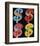 Four Dollar Signs, c.1982 (blue, red, orange, yellow)-Andy Warhol-Framed Art Print