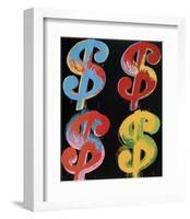 Four Dollar Signs, c.1982 (blue, red, orange, yellow)-Andy Warhol-Framed Art Print