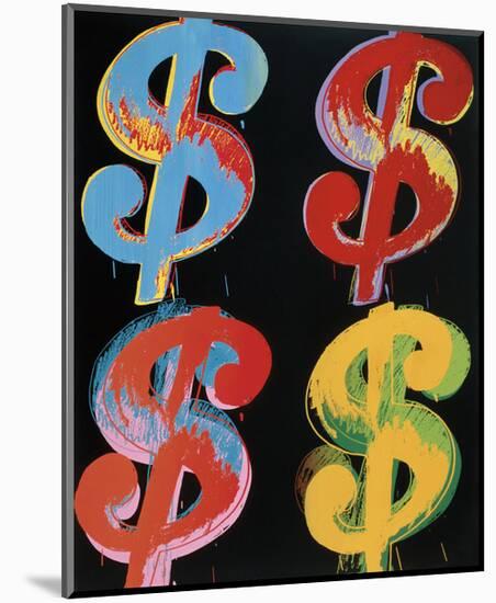 Four Dollar Signs, c.1982 (blue, red, orange, yellow)-Andy Warhol-Mounted Art Print