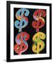 Four Dollar Signs, c.1982 (blue, red, orange, yellow)-Andy Warhol-Framed Giclee Print