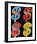 Four Dollar Signs, c.1982 (blue, red, orange, yellow)-Andy Warhol-Framed Giclee Print