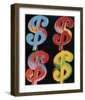 Four Dollar Signs, c.1982 (blue, red, orange, yellow)-Andy Warhol-Framed Giclee Print