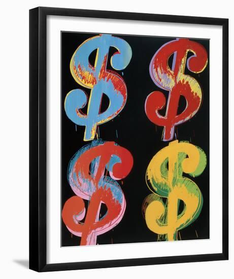 Four Dollar Signs, c.1982 (blue, red, orange, yellow)-Andy Warhol-Framed Giclee Print