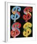 Four Dollar Signs, c.1982 (blue, red, orange, yellow)-Andy Warhol-Framed Giclee Print