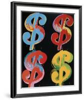 Four Dollar Signs, c.1982 (blue, red, orange, yellow)-Andy Warhol-Framed Art Print