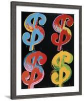 Four Dollar Signs, c.1982 (blue, red, orange, yellow)-Andy Warhol-Framed Art Print