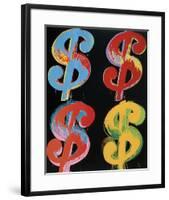 Four Dollar Signs, c.1982 (blue, red, orange, yellow)-Andy Warhol-Framed Art Print