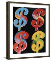 Four Dollar Signs, c.1982 (blue, red, orange, yellow)-Andy Warhol-Framed Art Print