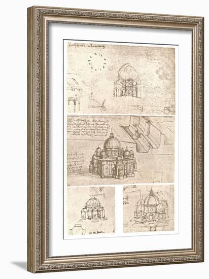 Four drawings of ecclesiastical architecture, c1472-c1519 (1883)-Leonardo Da Vinci-Framed Giclee Print