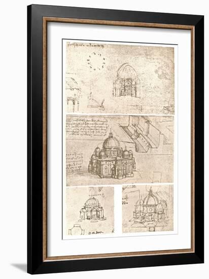 Four drawings of ecclesiastical architecture, c1472-c1519 (1883)-Leonardo Da Vinci-Framed Giclee Print