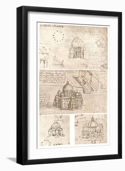 Four drawings of ecclesiastical architecture, c1472-c1519 (1883)-Leonardo Da Vinci-Framed Giclee Print