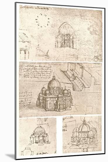 Four drawings of ecclesiastical architecture, c1472-c1519 (1883)-Leonardo Da Vinci-Mounted Giclee Print