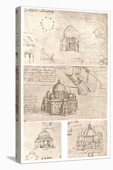 Four drawings of ecclesiastical architecture, c1472-c1519 (1883)-Leonardo Da Vinci-Stretched Canvas