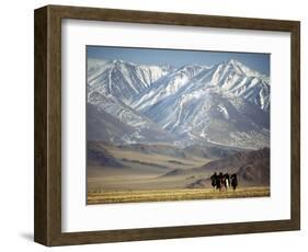 Four Eagle Hunters in Tolbo Sum, Golden Eagle Festival, Mongolia-Amos Nachoum-Framed Photographic Print