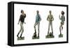 Four Early Football Players in Various Postures-null-Framed Stretched Canvas