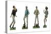 Four Early Football Players in Various Postures-null-Stretched Canvas