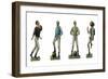 Four Early Football Players in Various Postures-null-Framed Art Print