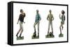 Four Early Football Players in Various Postures-null-Framed Stretched Canvas