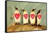 Four Emperor Penguins, LOVE-null-Framed Stretched Canvas