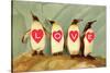 Four Emperor Penguins, LOVE-null-Stretched Canvas