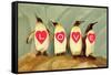Four Emperor Penguins, LOVE-null-Framed Stretched Canvas