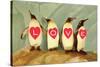 Four Emperor Penguins, LOVE-null-Stretched Canvas