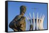 Four Evangelists Sculptures Outside Metropolitan Cathedral, Brasilia, Federal District, Brazil-Ian Trower-Framed Stretched Canvas