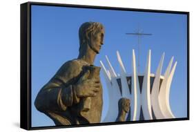 Four Evangelists Sculptures Outside Metropolitan Cathedral, Brasilia, Federal District, Brazil-Ian Trower-Framed Stretched Canvas