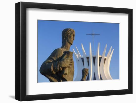 Four Evangelists Sculptures Outside Metropolitan Cathedral, Brasilia, Federal District, Brazil-Ian Trower-Framed Photographic Print